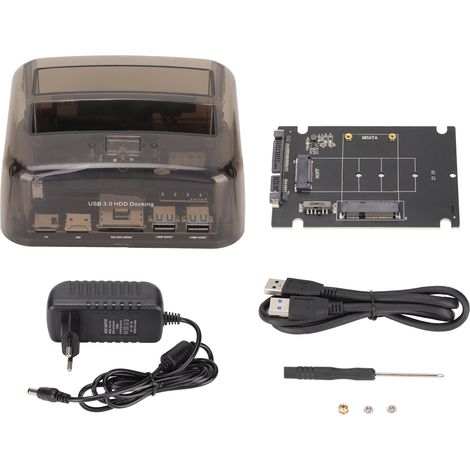 Station d'accueil USB 3.0 vers IDE SATA 6Gbps, boîtier double baie pour disques durs externes, alimentation AC 100-240V avec prise UE (1/5)