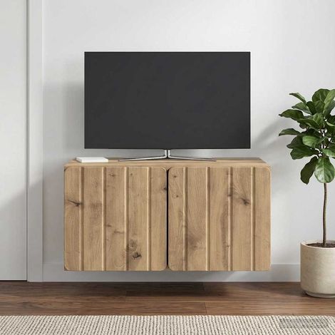 Meuble TV mural 59,5 x 41 x 30 cm, 2 portes, bois d’ingénierie, chêne artisanal - PANGIVO (1/5)
