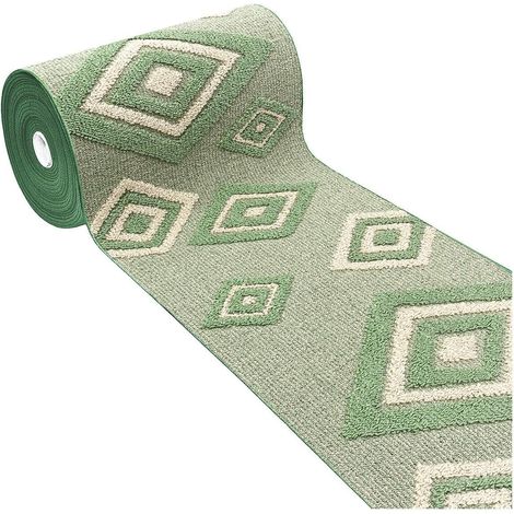 Passatoia Casa Ingresso Rombi 3D Tridimensionali Al Metro Su Misura Aciugapassi Antiscivolo - Verde