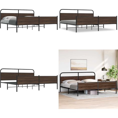 vidaXL Metallbett ohne Matratze Braun Eichen-Optik 180x200 cm (1/5)