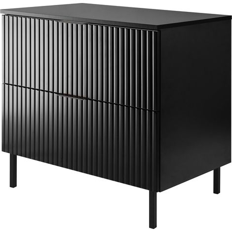 Mobile lavabo, Bianco, 80 x 77 x 46 cm, maniglia argento, gambe nere + Piano (1/5)