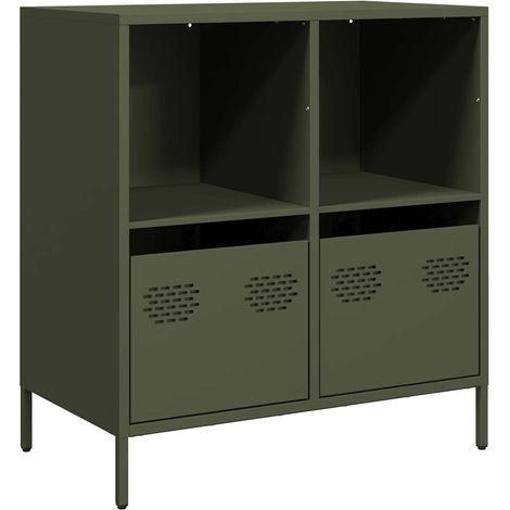 Buffet,Bahut,Meuble de Rangement vert olive 68x39x73,5 cm acier laminé à froid CFW95815 (1/5)