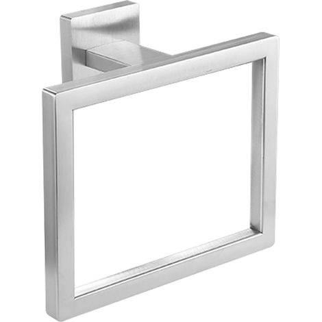Anillo toallero cuadrado para baño, toallero de pared para baño y ducha, color plata. (1/5)