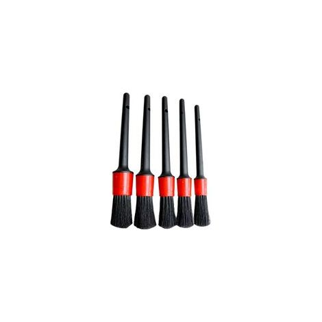 5 Pièces Brosse de Nettoyage pour Voiture, Pinceau de Détail Ensemble Pinceaux à Poil Souple pour Auto, Cuir - Noir & Rouge (1/3)