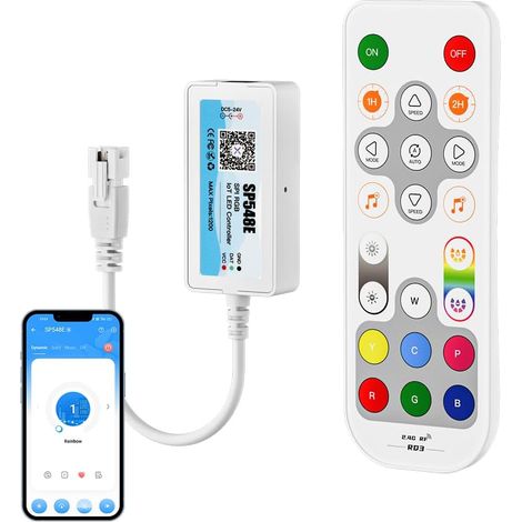 SP548E Télécommande LED RGB RF DC5-24V SPI WiFi LED Contrôleur 2.4GHz Bluetooth pour fcob cob ws2812b ws2811 bandes LED compatible avec (1/5)