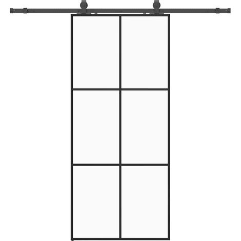 Maison Exclusive - Schiebetür mit Beschlag Schwarz 90x205 cm ESG-