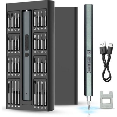 Tournevis Électrique Sans Fil 82 en 1 avec 3 Éclairages LED, Électricien avec 64 Embouts Magnétiques, Tournevis de Précision Rechargeable 200rpm pour Téléphone, Caméra (1/4)