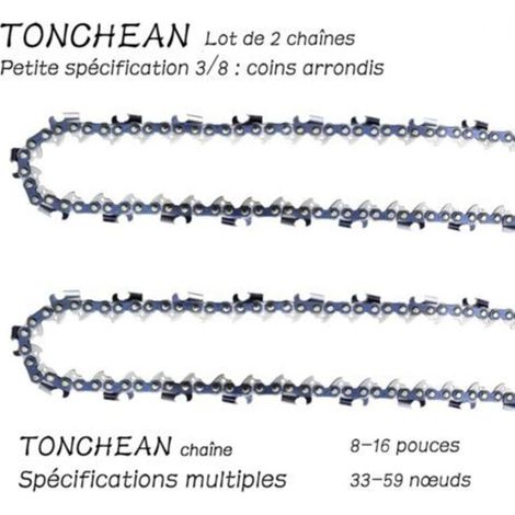 Guide et chaîne pour tronçonneuse,Lot de 2 chaînes de tronçonneuse Faible Rebond 3/8"LP 42 maillons pour tronçonneuse (10pouces)Lame à 21 sections——Coins arrondis