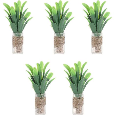 Lot de 5 plantes miniatures artificielles en pot (échelle 1:12) pour maison de poupée. (1/4)