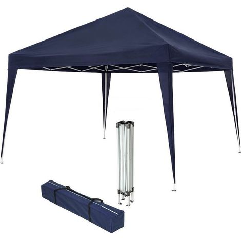 GAZEBO PIEGHEVOLE GIARDINO BLU 3X3 AUTOMATICO RICHIUDIBILE FISARMONICA STAND FIERA (1/2)