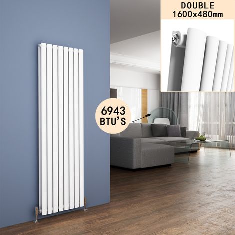ELEGANT 1600 x 480mm Vertical Column Radiator White Oval Double Panel Designer Radiator Heater (1/5)