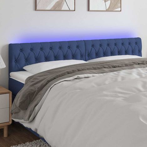 Tête de lit LED bleue réglable en tissu, 2 bandes LED, 180 x 7 x 78/88 cm - PANGIVO (1/5)