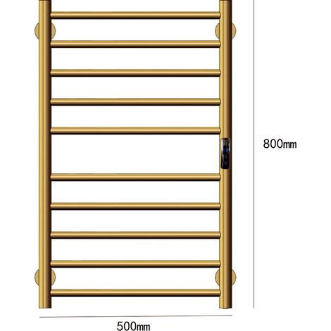 Toallero eléctrico de pared de 10 barras, calentador de toallas de 135 W, 450 x 720 mm, toallero eléctrico inteligente con WiFi, control de temperatura de 30 a 70 ℃ y temporizador, acabado dorado cepi (1/4)