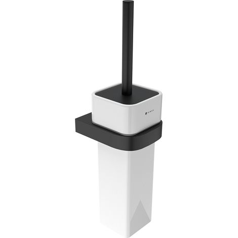 Nimco Brosse de toilette noire avec support mural, manche carré, cuvette haute en céramique NKC 30094K-90 (1/2)