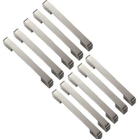 10 pezzi Maniglie per porte spazzolate Maniglie per mobili da cucina Barra a T Bastoncino Fori per mobili da cucina Centro 128 mm Nichel spazzolato (1/5)