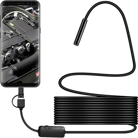Endoskop, 5 m Android OTG, wasserdichte HD-Video-Endoskopiekamera mit Sicherheitskabel, 6 LED-Leuchten für Samsung Galaxy/Sony/Nexus Android-Smartphones und -Computer (1/4)