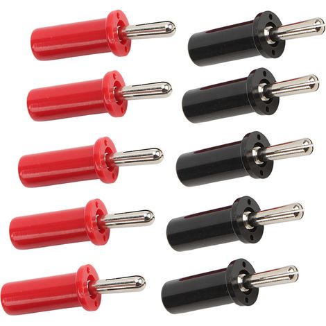 10 pièces Connecteurs Banane 4mm Rouge et Noir à Souder pour Enceintes - Câbles Audio Dorés Fendus (1/5)