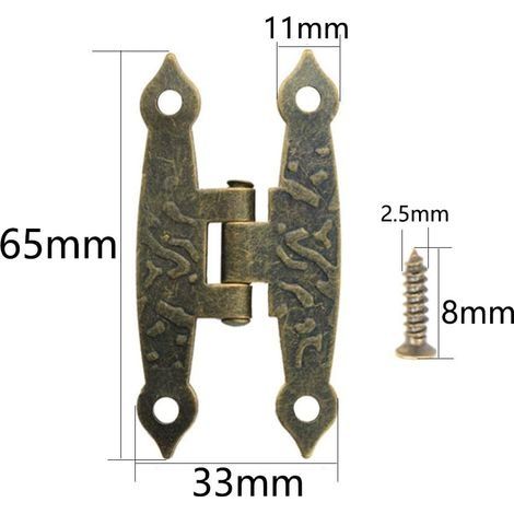 Möbelscharniere, 20 Stück Retro-Klappscharniere aus bronzefarbenem Metall mit Schrauben für kleine Kisten, Kartons und Türen im Retro-Stil. (1/3)