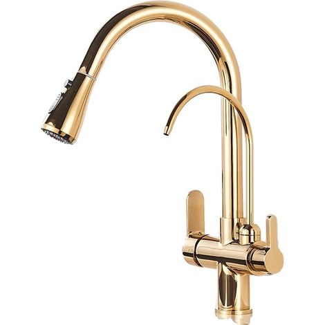 Robinet de cuisine filtré, eau froide et chaude, fonction de pulvérisation escamotable (1/2)