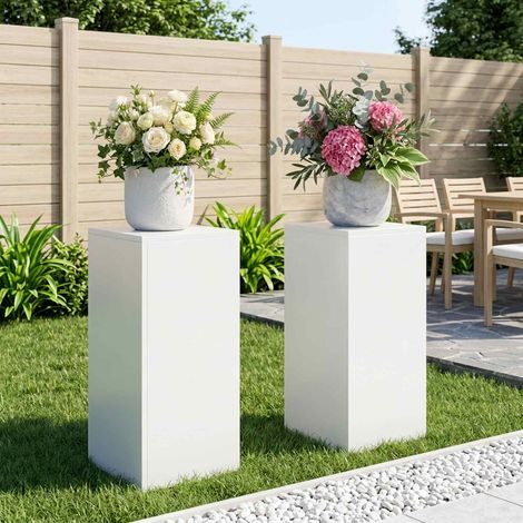 vidaXL Plant Stand 2 pcs White 30 x 30 x 60 cm Steel (1/5)