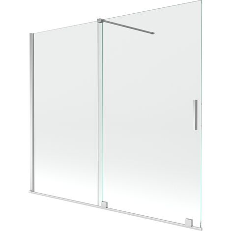 Mexen Velar écran de baignoire à 2 ailes coulissante 180 x 150 cm, transparent, Chrome - 896-180-000-01-01