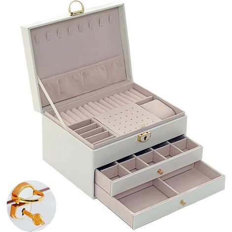 Boite a Bijoux Fille Empilable à 3 Niveaux,boite a bijoux femme,jewelry box (1/5)