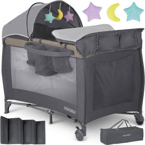 Lit parapluie + matelas + sac 125 x 65 x 78 cm RK-242 anthracite (1/5)