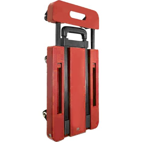 Mini-remorque pliable et portable, chariot à main, chariot à plateau, chariot de marchandises, chariot à bagages, chariot robuste, version améliorée avec roues en caoutchouc de 5 cm (2 pouces), rouge (1/4)