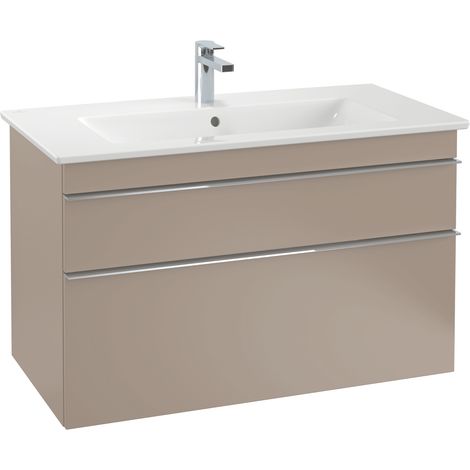 Mueble de baño, 753 x 590 x 502 mm, modelo suspendido, en madera gris brillante (1/2)