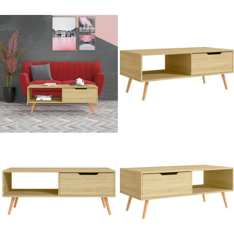 Table basse Chêne Sonoma 100x49,5x43 cm Bois d'ingénierie - Table Basse - Meuble Salon - Table D'appoint - Bout De Canapé - Bois D'ingénierie - Home & Living (1/5)