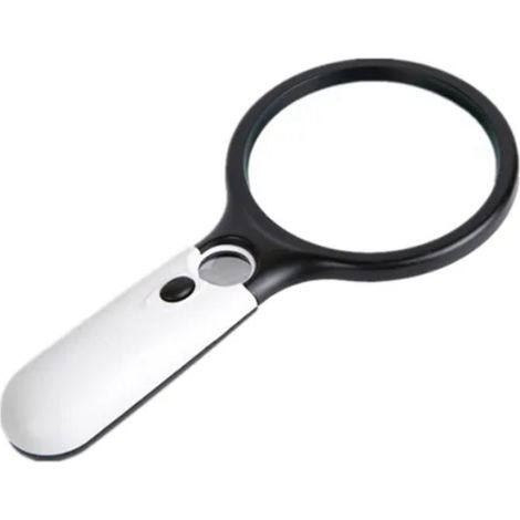 Loupe à main avec poignée en ABS, loupe Portable éclairée par LED 3X 45X pour la lecture (1/5)