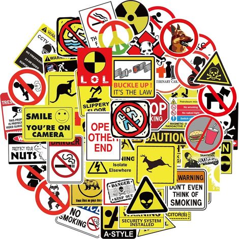 public warning sign imperméable vinyle imperméable autocollants pour ordinateur portable bagages de voyage valise bouteille d'eau planche [200pcs] (1/5)