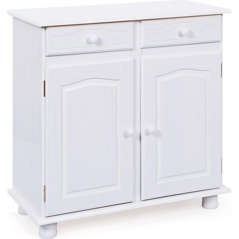 Bahut 2 Portes & 2 Tiroirs Bois "Alienor" 88cm Blanc (1/5)
