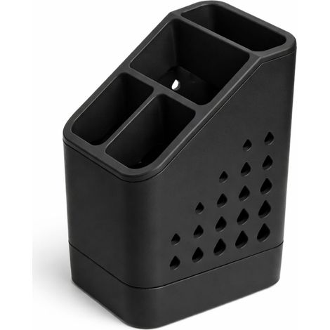 Égouttoir à couverts noir pour sécher fourchettes, cuillères et couteaux (1/3)