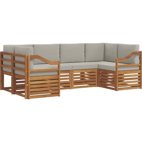 Conjunto de sofás de exterior 6 uds. Gris Natural y Claro vidaXL (1/5)