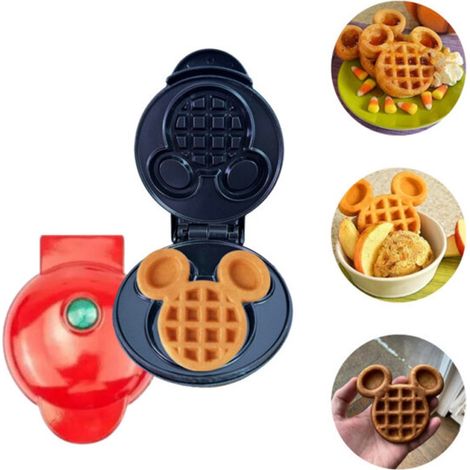 TrAdE Shop Traesio - Mini Piastra Macchina Per Waffle A Forma Di Topolino Antiaderente Bambini Facile Da Usare -