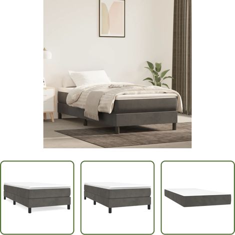Matratze - Boxspringbett mit Matratze Dunkelgrau 80x200 cm Samt (1/5)