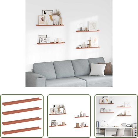 Rangement mural - Étagère Murale 4 pcs Rouge 80 x 9 x 3 cm Bois d'ingénierie (1/5)
