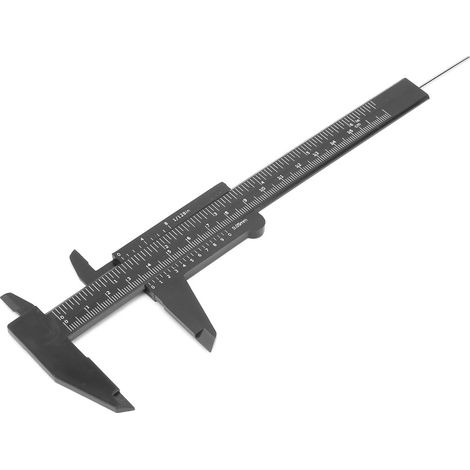 150 mm Präzisions-Doppelmessschieber aus Kunststoff mit Nonius-Skala, 0,5 mm (schwarz) (1/5)