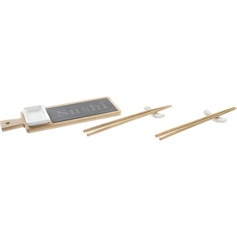 Set de sushi dkd home decor bamboo oriental natural slate 28 x 9 x 2 cm (3 Stk.) (6 Stk.) (1/3)