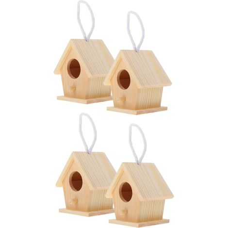 4pièces Support pour Nichoirs Bois Brut à Suspendre pour Décoration De Jardin Extérieur Et Activités De Peinture (1/5)