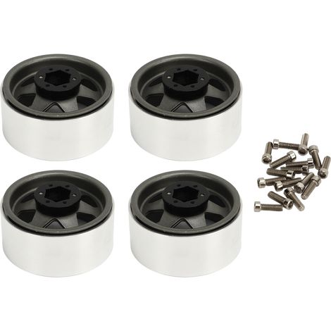4 Pièces Jantes Beadlock Offset -8.9mm en Métal Gris pour Axial SCX10 90046, Roues 1.9 Pouces à Bords Profonds (1/5)