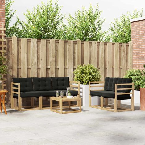 vidaXL Outdoor-Sofagarnitur mit Kissen 6 pcs Weiß und Schwarz (1/5)