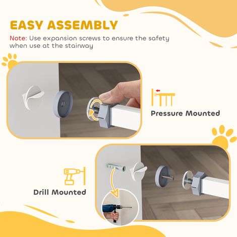 Barrière extensible chien, pression et fermeture auto, hauteur 76,2 cm, blanc (1/5)
