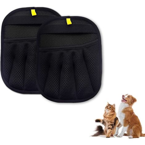 Gants de toilettage pour animaux, lot de 2, en tissu mesh, anti-poils, réutilisables. (1/5)