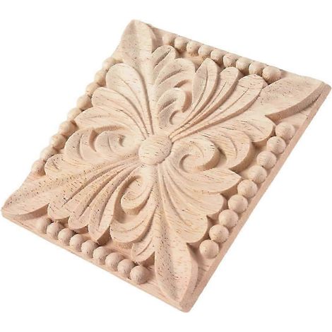 Stickers muraux carrés en bois d'hévéa naturel, motif floral européen, 10 x 10 cm, pour meubles et décoration intérieure. (1/5)