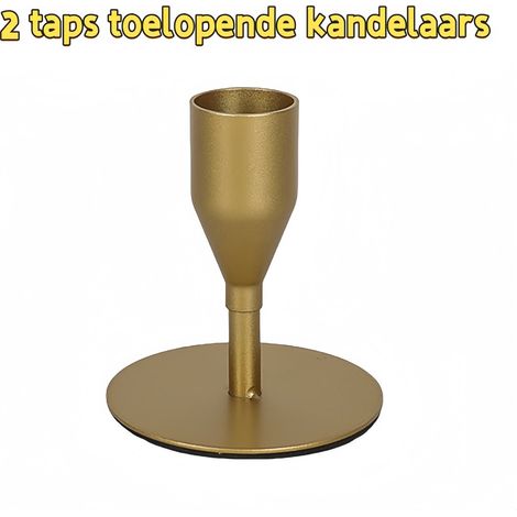 Bougeoirs coniques vintage pour décoration de table, supports pour bougies avec finition dorée, accessoires décoratifs élégants pour maison, salle à manger et événements festifs (1/5)
