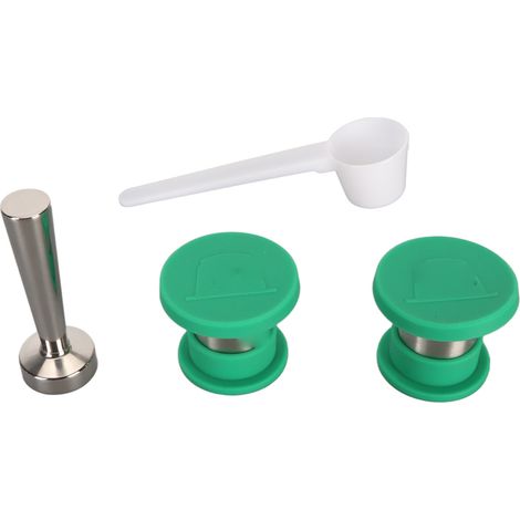 2 capsules à café réutilisables en acier inoxydable, filtres rechargeables avec tasse doseuse et cuillère, compatibles machines Nespresso (1/5)