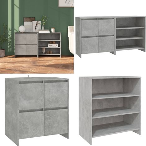 2-tlg. Sideboard Betongrau Holzwerkstoff - Holzwerkstoff - Betonfarbe (1/5)