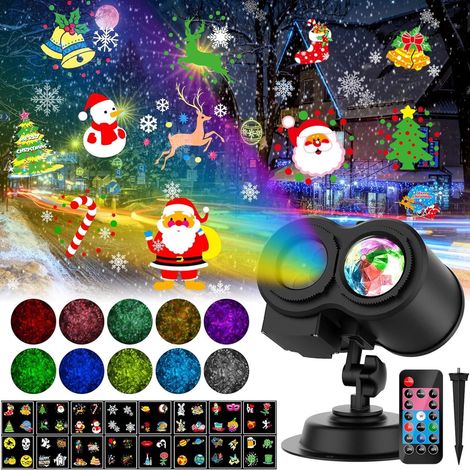 Projecteur Noel Exterieur Interieur, Projecteur LED Extérieur Noël avec 16 Diapositives et 10 Couleurs Océan, Télécommande, Minuteur, Lampe Flocon de Neige Decoration pour Noel Exterieur Fête (1/5)